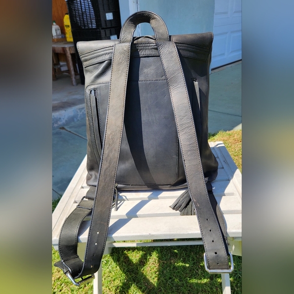 Weathered Black Whiskey Leather Backpack by Undercover Hippie. - Picture 10 of 12